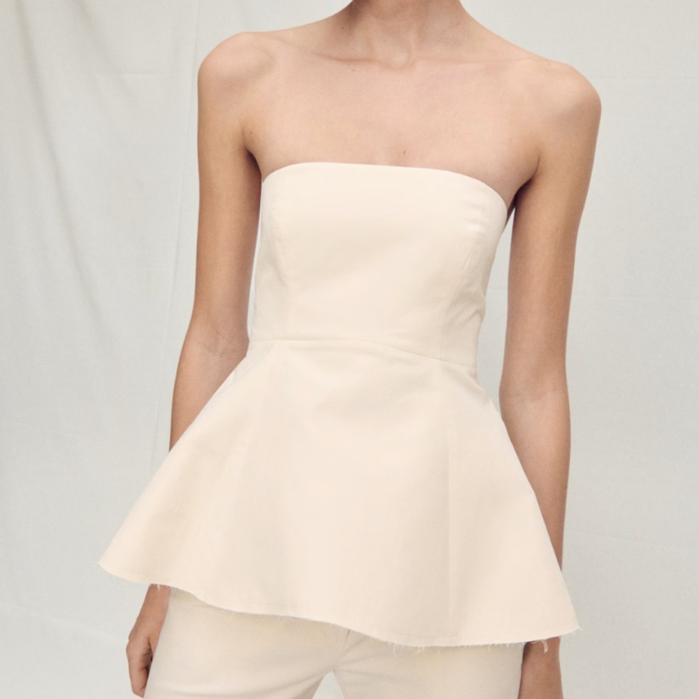 [NWT] Mango STRAPLESS PEPLUM TOP - Size S